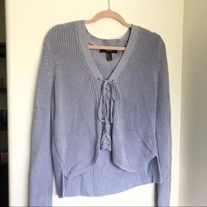 Lilac Lace-Up Sweater, Size Medium
